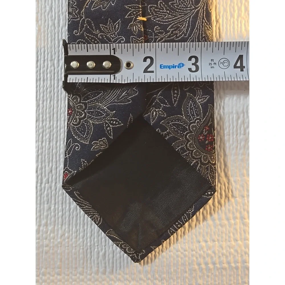 Vtg Oscar de la Renta Silk Tie Blue Gold Paisley 57